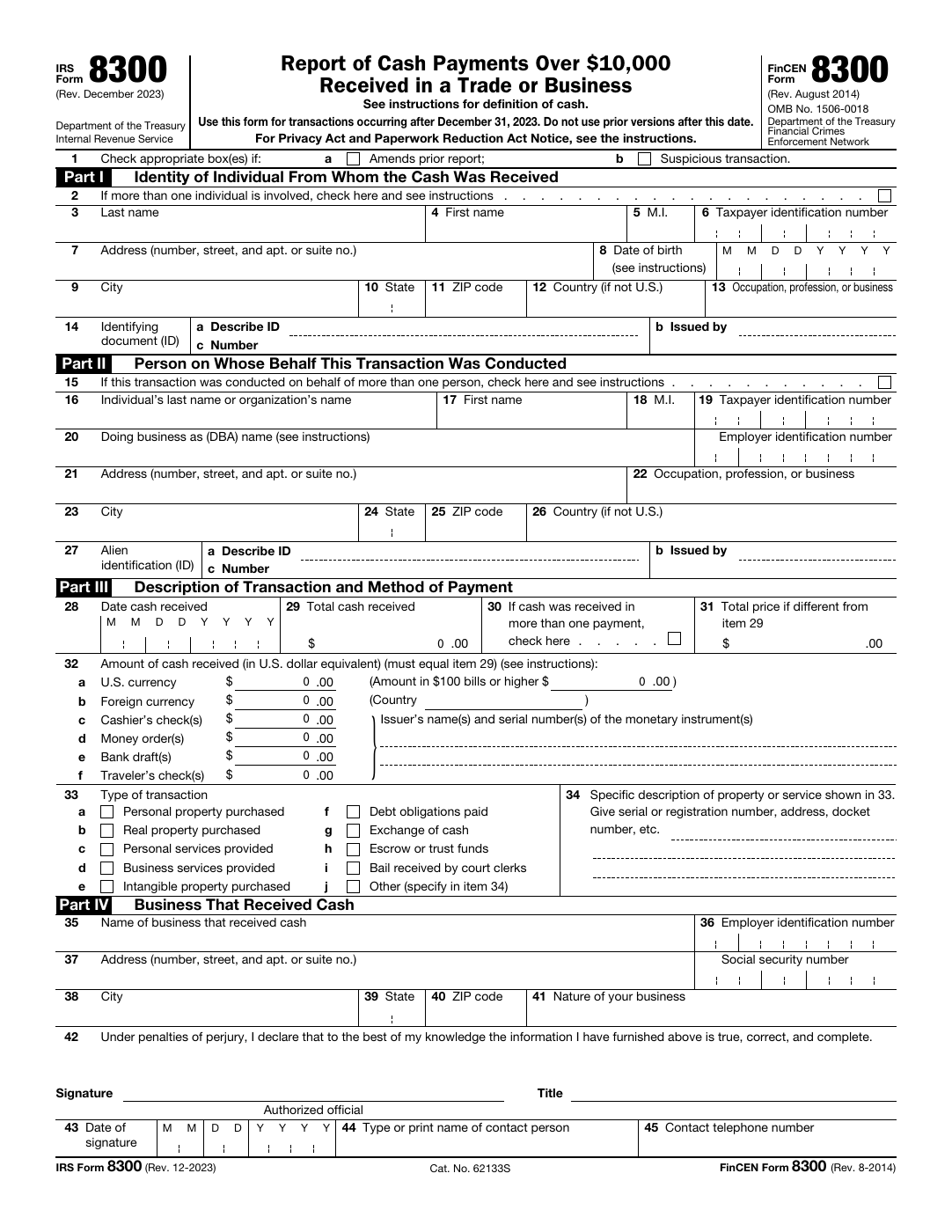 2025 Form 8300 full-page preview
