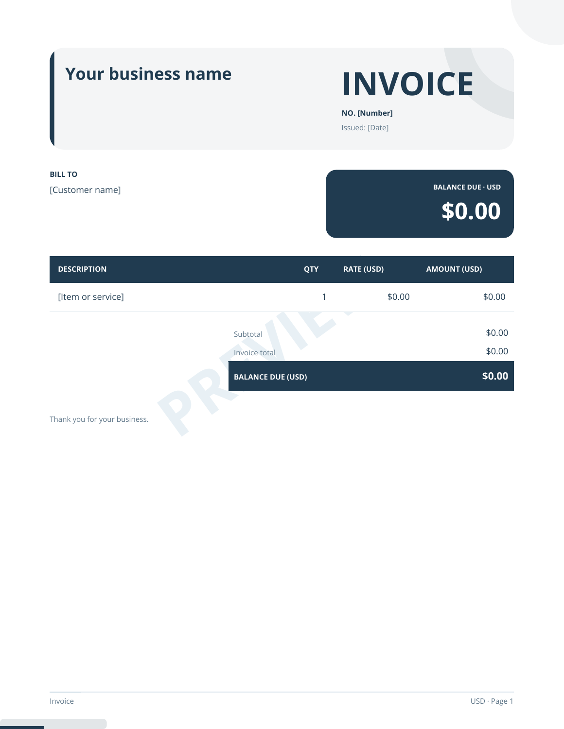 Invoice preview