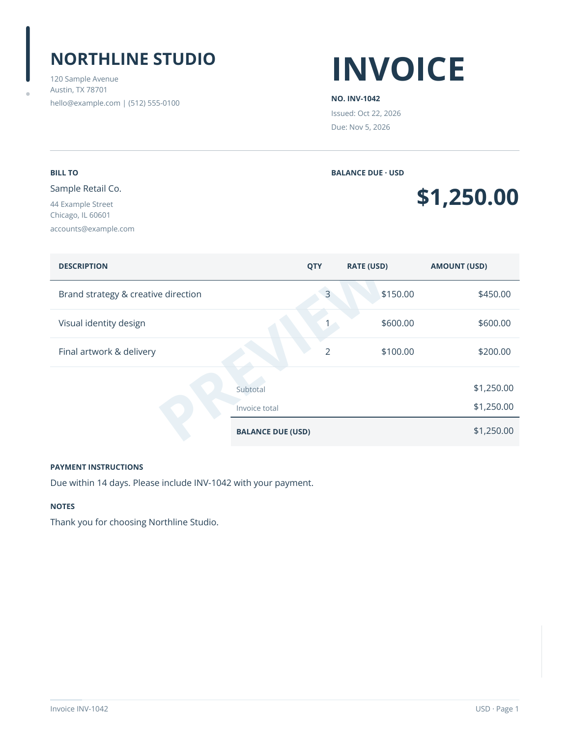 Essential invoice template